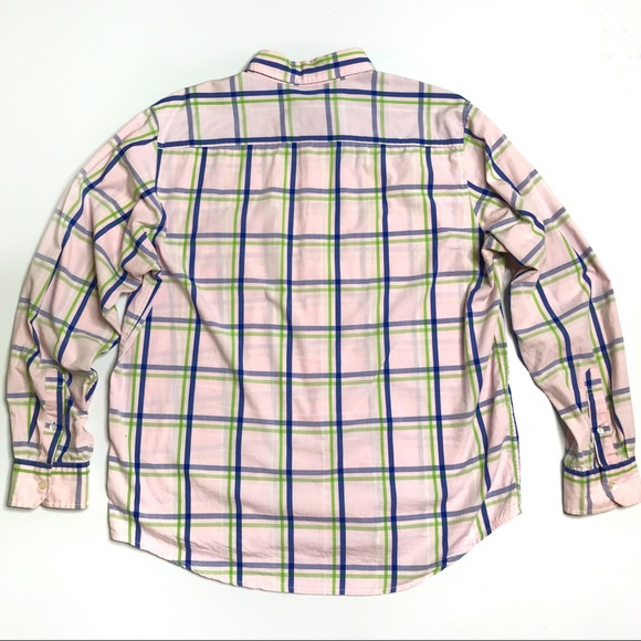 Mens American Eagle Pink Plaid Button Down Shirt Size Large - Picture 3 of 8
